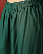 Women Green Strappy shoulder floral Embroidered straight kurta with wide leg pants festive set