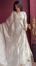 Dreamy Designer Ivory Kurta Sharara Set for Weddings and Celebrations