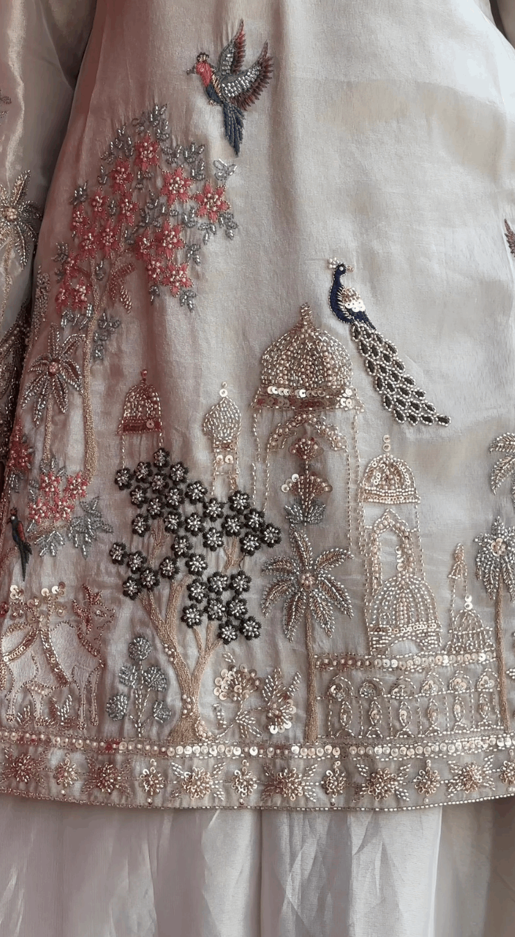 Dreamy Designer Ivory Kurta Palazzo Set for Weddings and Celebrations