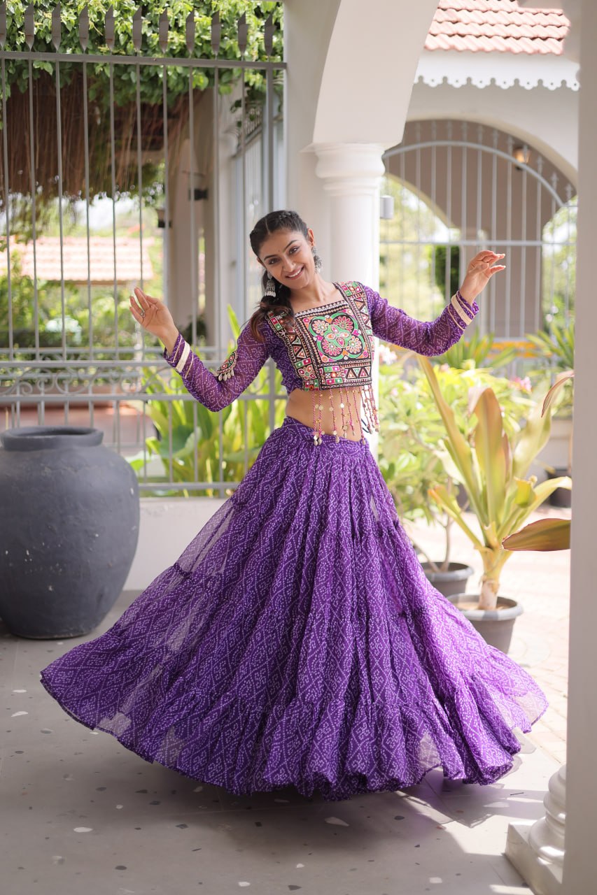 Royal Ethnic Blouse With Lehenga - Designer Garba Night & Festive Occasion Wear