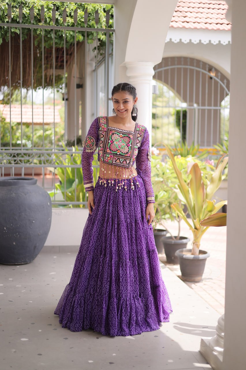 Royal Ethnic Blouse With Lehenga - Designer Garba Night & Festive Occasion Wear