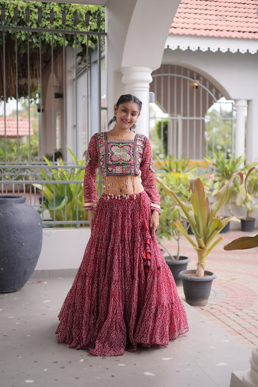 Royal Ethnic Blouse With Lehenga - Designer Garba Night & Festive Occasion Wear