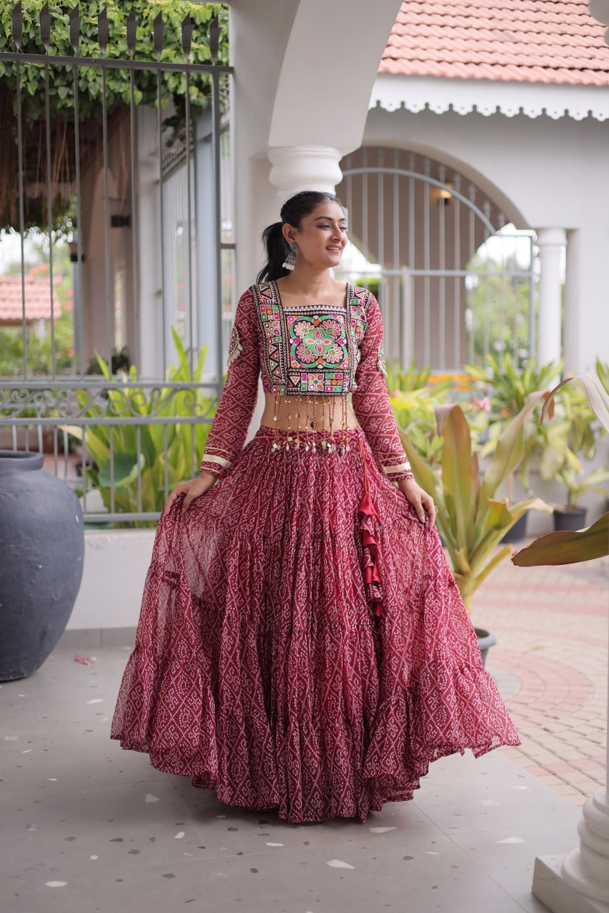 Royal Ethnic Blouse With Lehenga - Designer Garba Night & Festive Occasion Wear