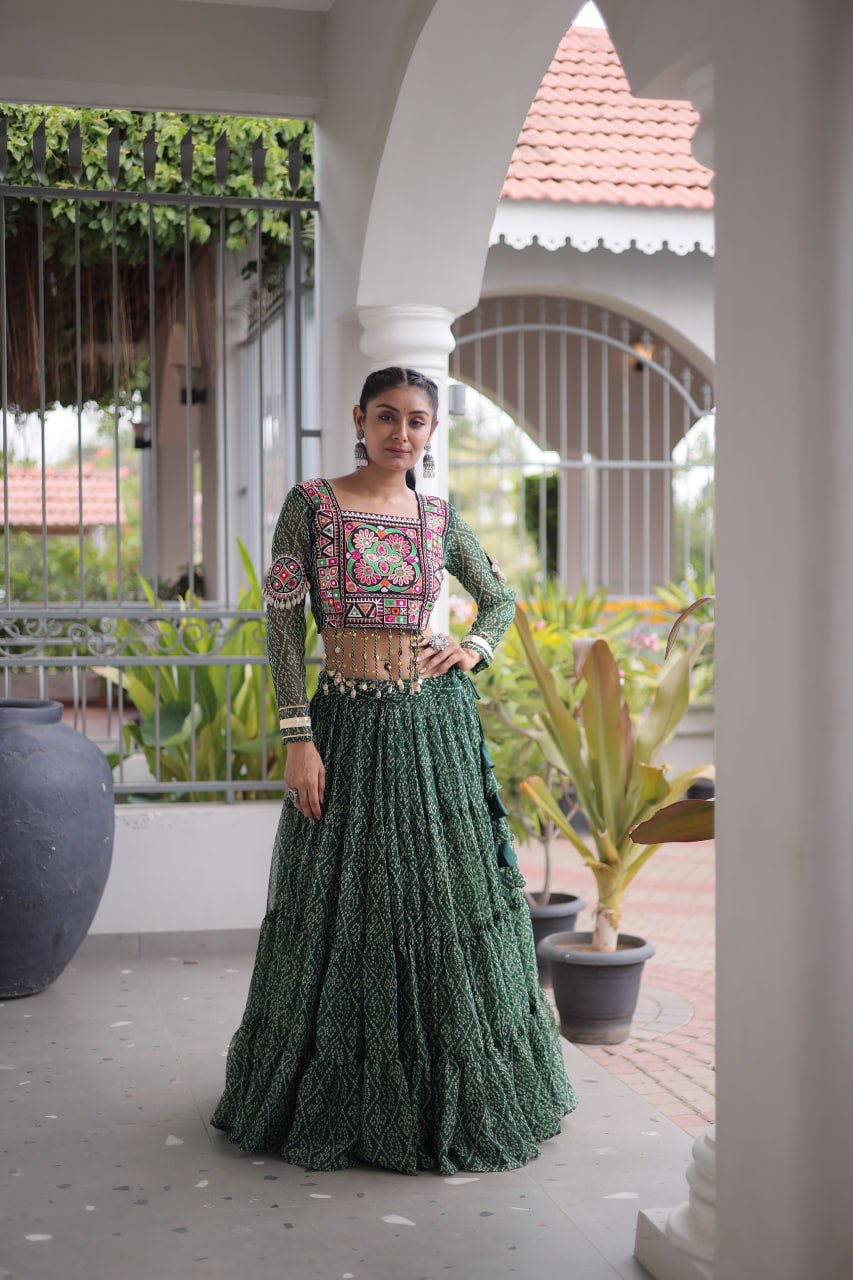 Royal Ethnic Blouse With Lehenga - Designer Garba Night & Festive Occasion Wear