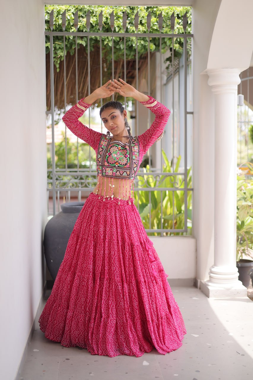 Royal Ethnic Blouse With Lehenga - Designer Garba Night & Festive Occasion Wear