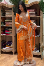 Haldi Ready Orange Suit Trending Wedding Outfit