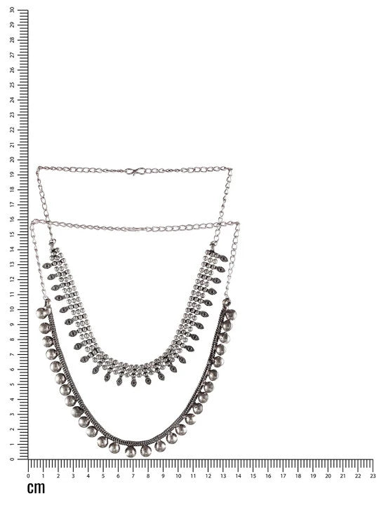 Set of 2 Silver-Plated German Silver Oxidised Necklace