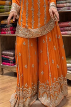 Haldi Ready Orange Suit Trending Wedding Outfit