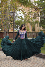 Rayon Long Flared Gown With Blouse For Navratri - Festive & Partywear Outfit