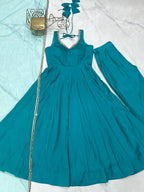 Classic Roman Silk Anarkali with Fully Sttiched Pant & Dupatta