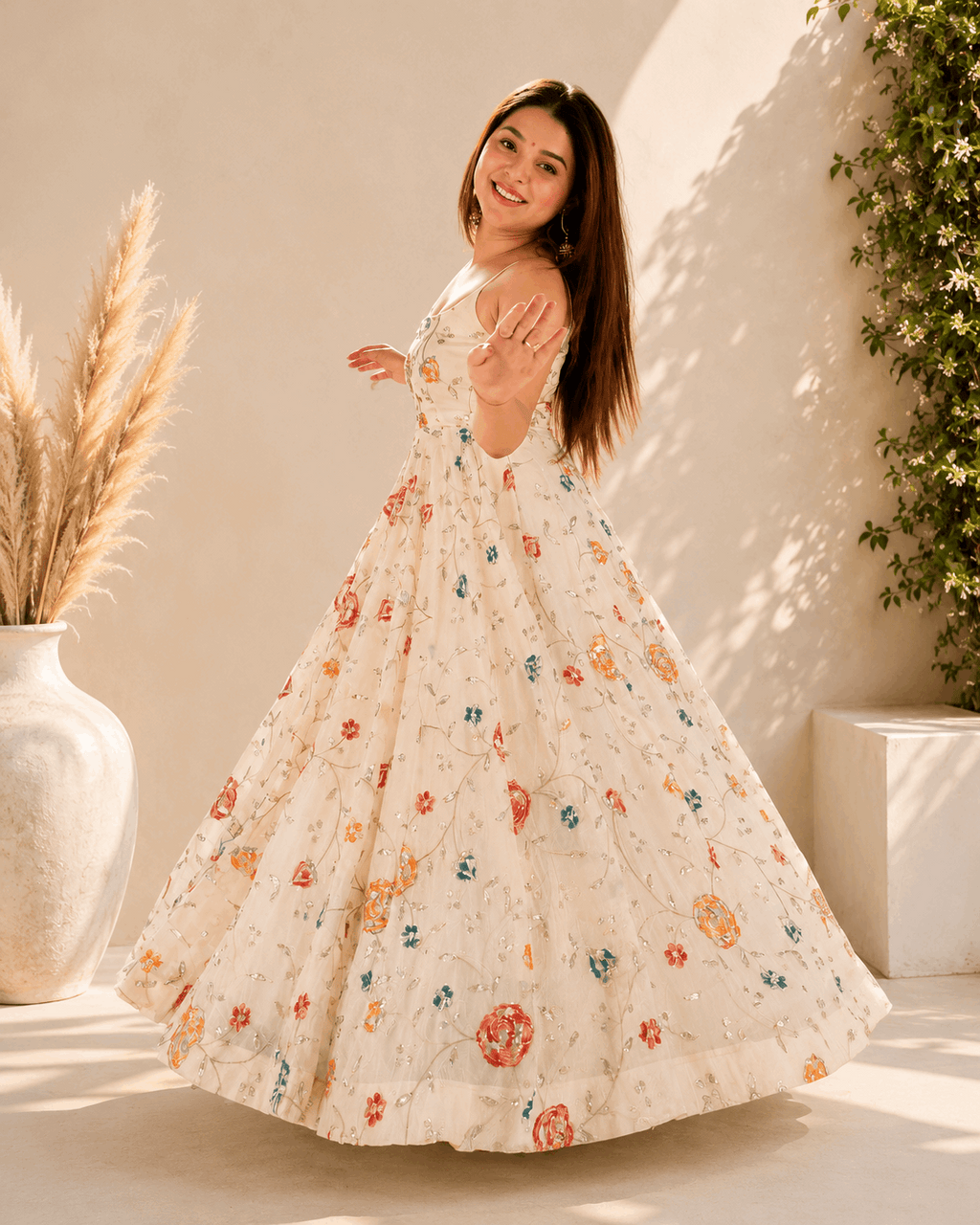 Women's Floral Anarkali Suit Set with Elegant Dupatta