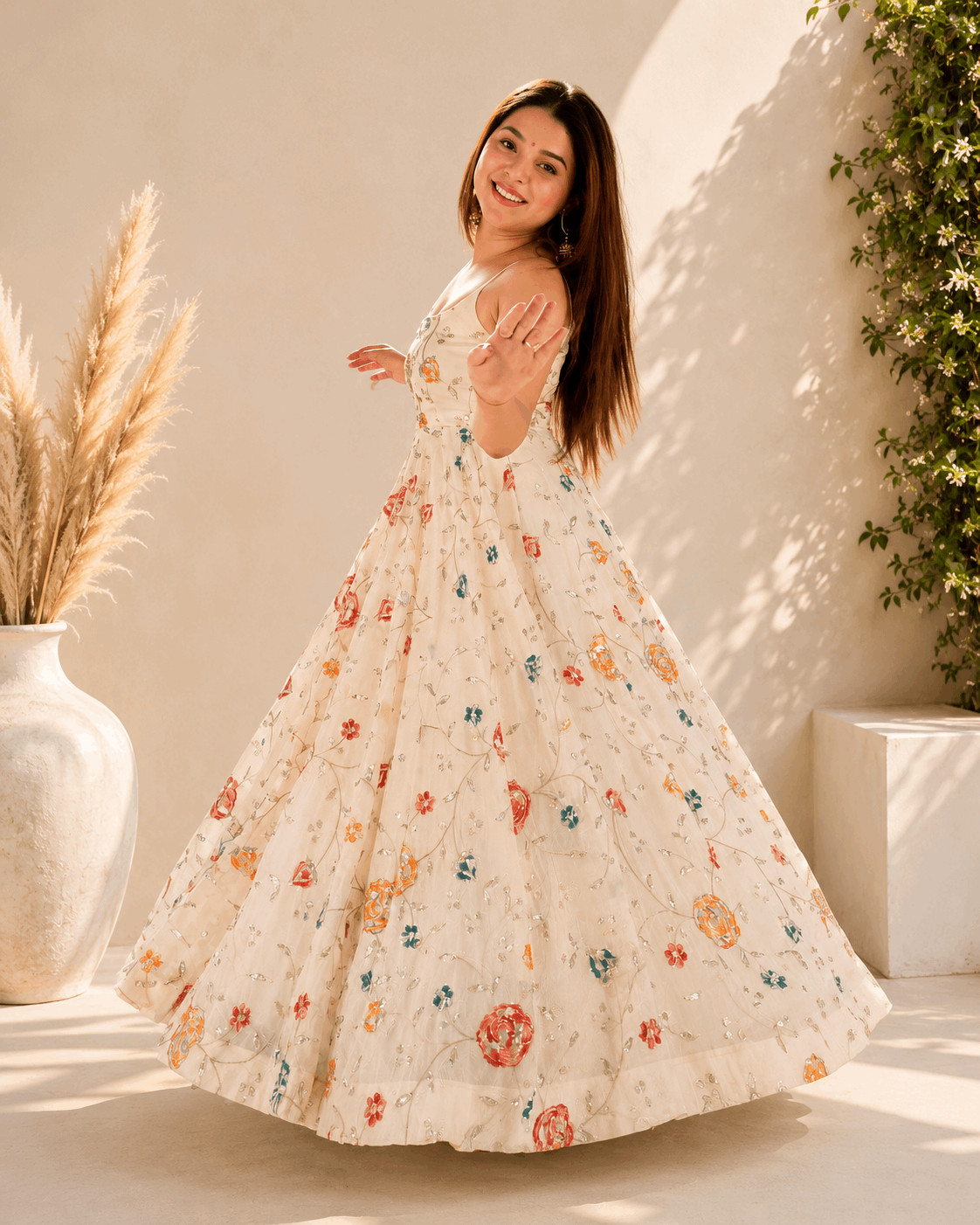 Women's Floral Anarkali Suit Set with Elegant Dupatta
