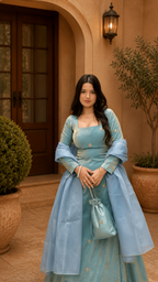 Sky Blue Designer Palazzo Suit with Dupatta for Wedding & Festive Glamour
