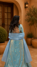 Sky Blue Designer Palazzo Suit with Dupatta for Wedding & Festive Glamour