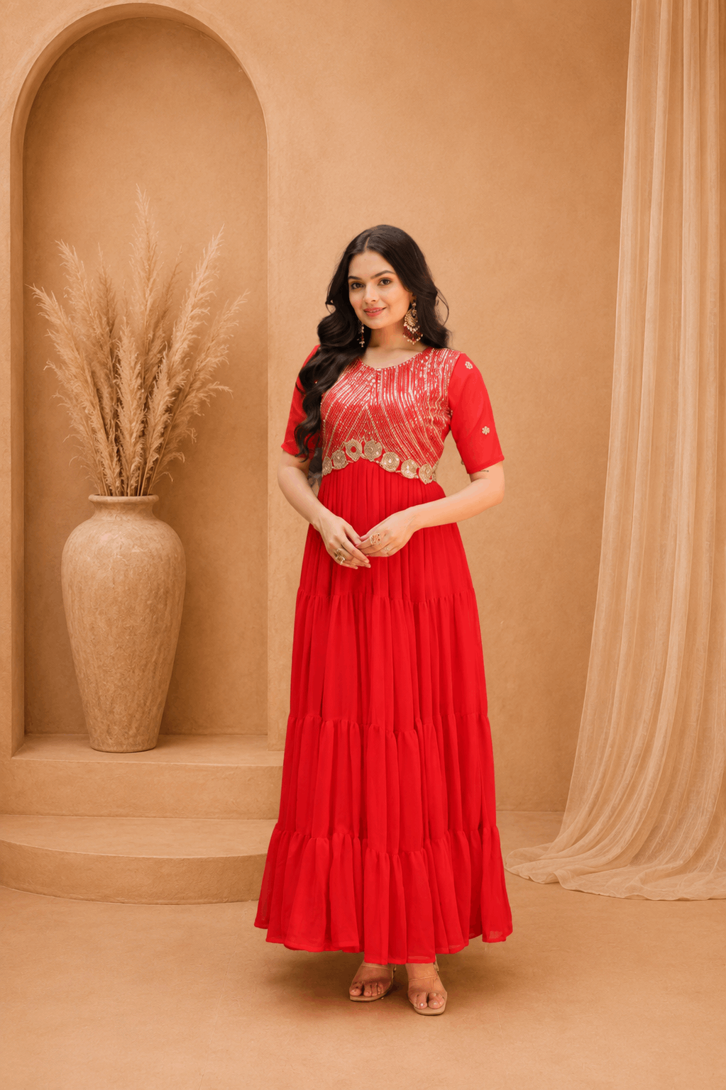 Elegant Full Length Ethnic Gown with Royal Flared Pattern