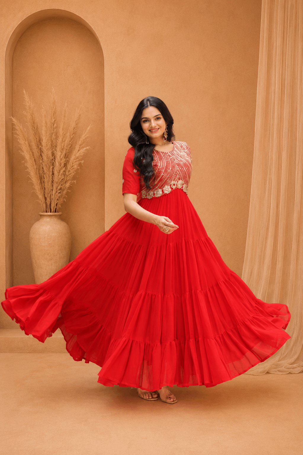 Elegant Full Length Ethnic Gown with Royal Flared Pattern