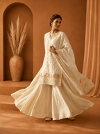 White Embroidered Sharara Suit Set for Wedding & Festive Wear