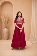 Elegant Party Wear Pink Floor Length Anarkali Gown for Women