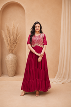 Elegant Party Wear Pink Floor Length Anarkali Gown for Women