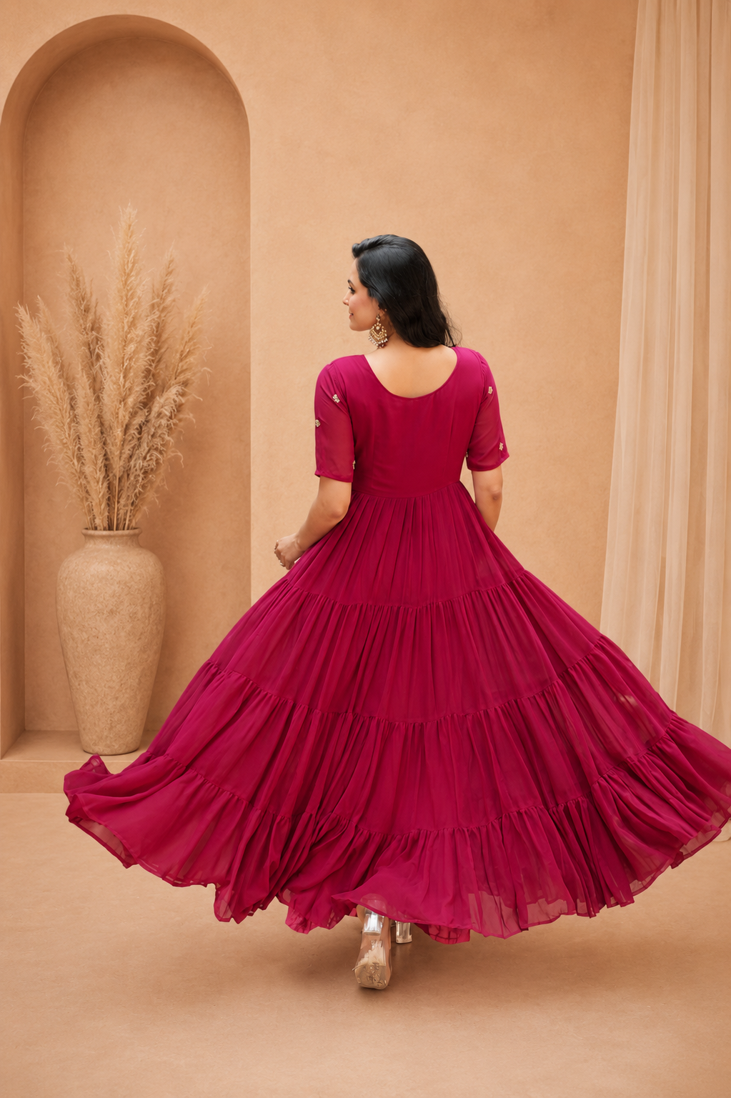 Elegant Party Wear Pink Floor Length Anarkali Gown for Women