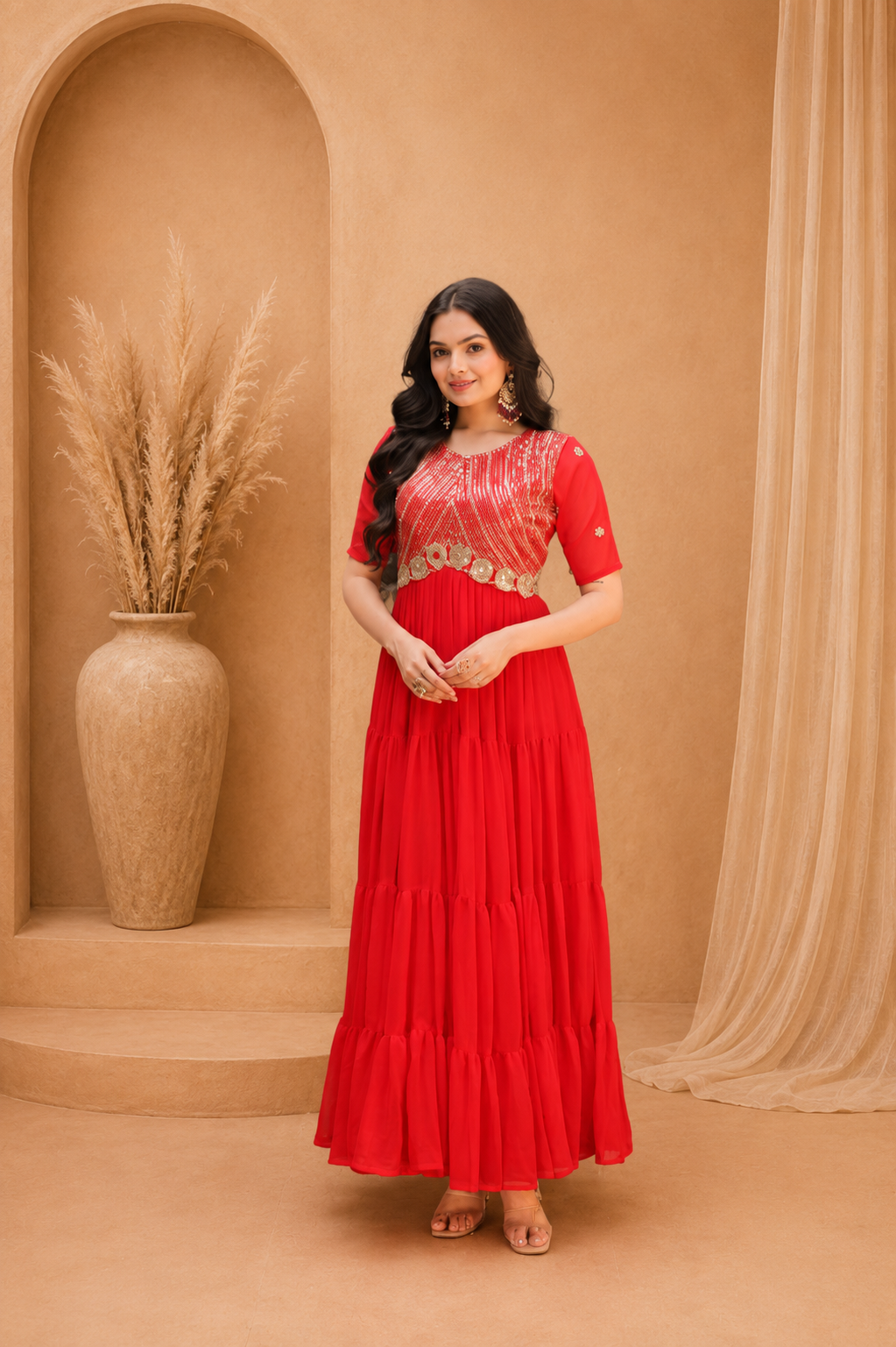 Elegant Full Length Ethnic Gown with Royal Flared Pattern