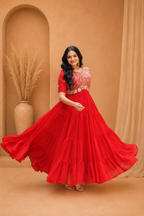 Elegant Full Length Ethnic Gown with Royal Flared Pattern