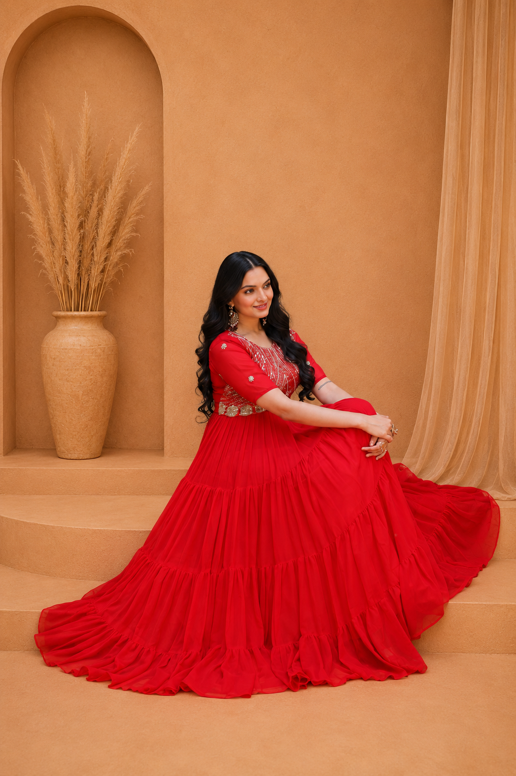 Elegant Full Length Ethnic Gown with Royal Flared Pattern