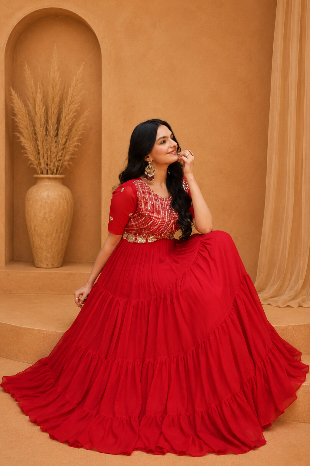 Elegant Full Length Ethnic Gown with Royal Flared Pattern