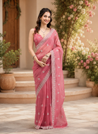 Elegant Pink Saree for Women – Designer Party Wear Saree Collection