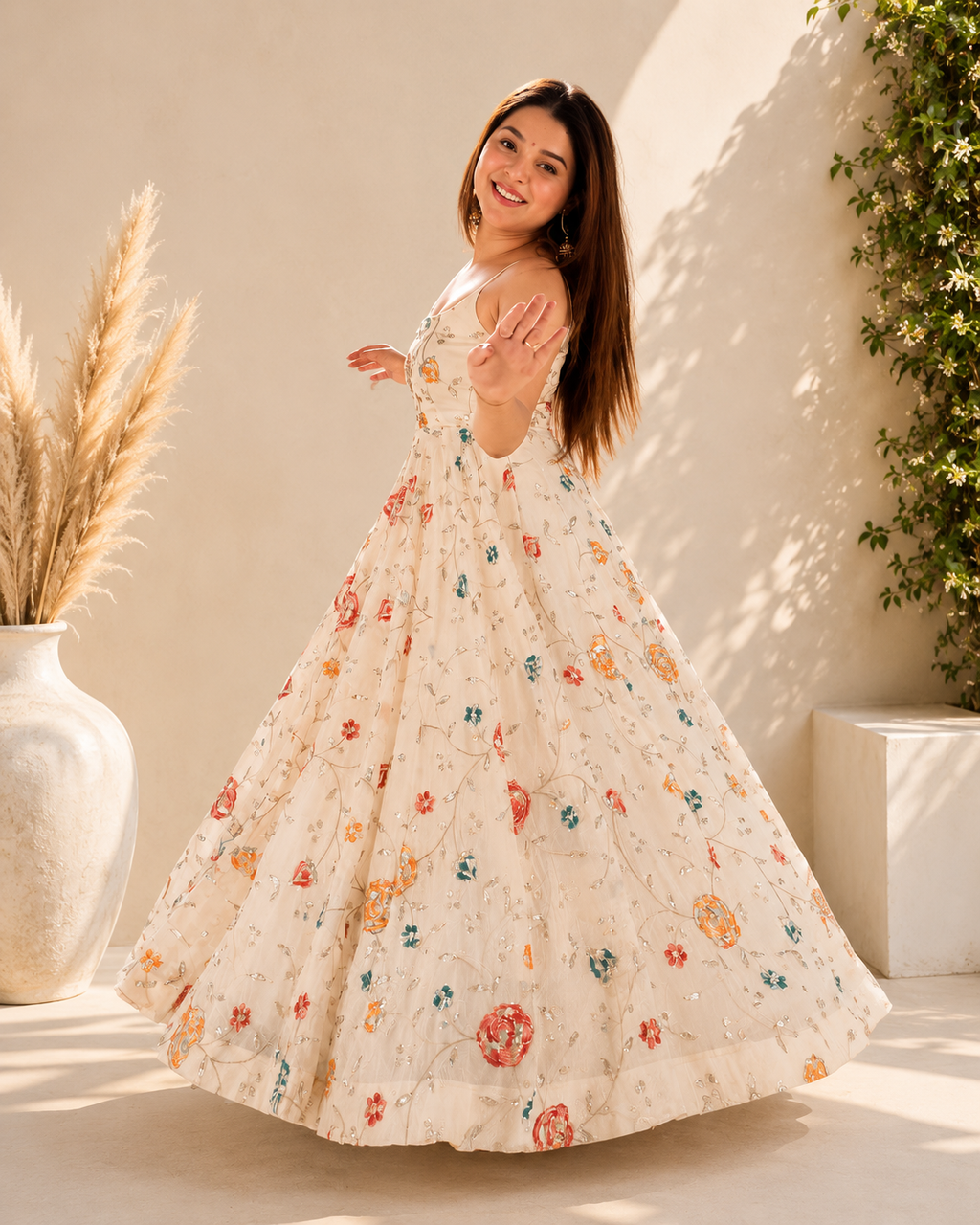 Women's Floral Anarkali Suit Set with Elegant Dupatta