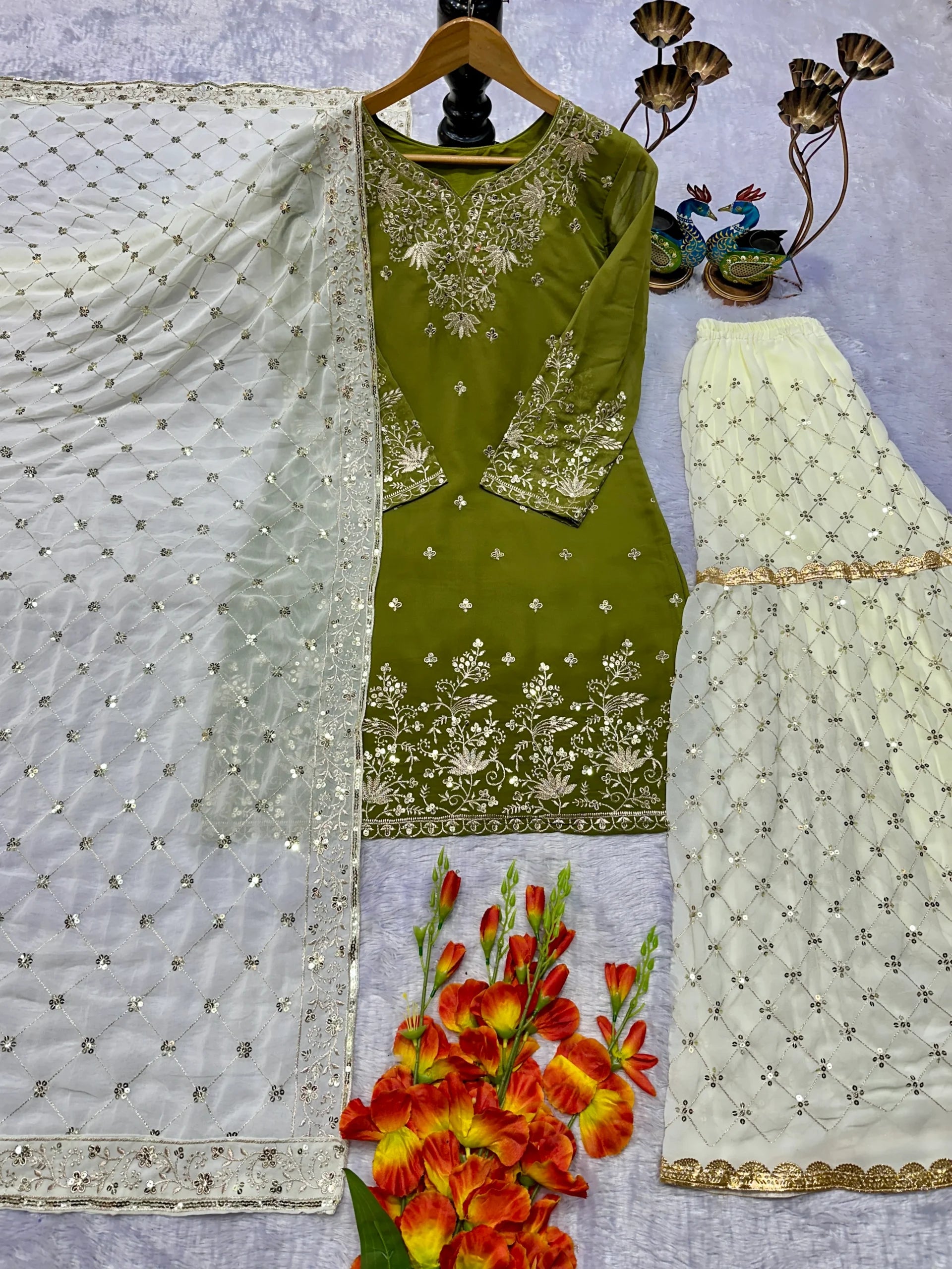 Eid Special Embroidered Georgette Sharara Set