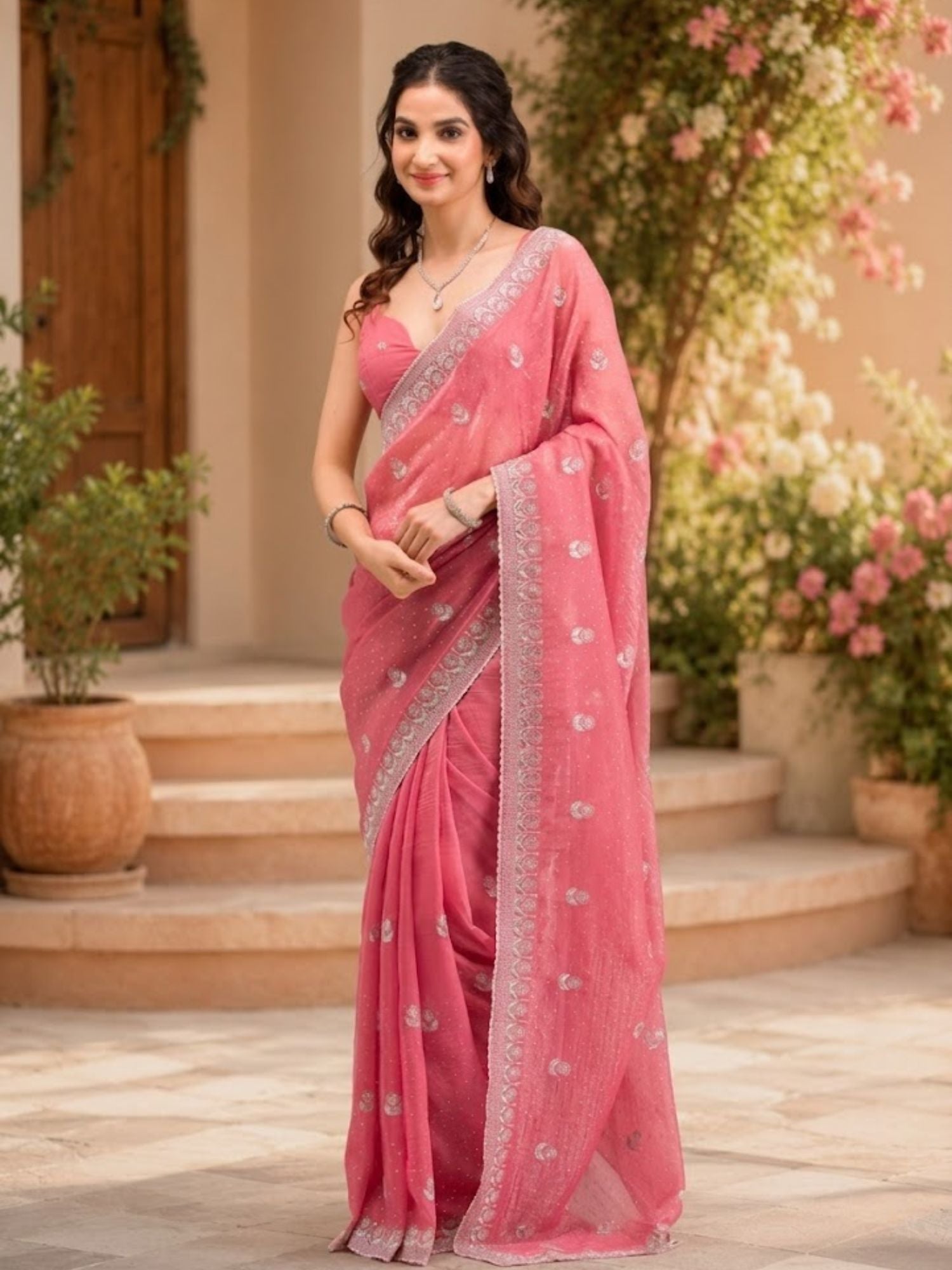 Elegant Pink Saree for Women – Designer Party Wear Saree Collection