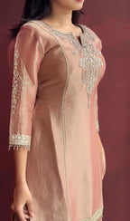 Soft Peach Traditional Lightweight Dupatta with Embroidered Kurta and Sharara