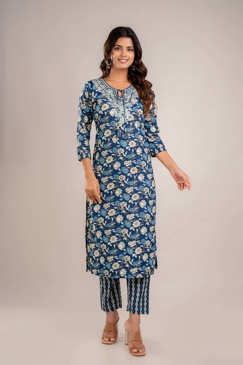 Daily Wear Cotton Kurti with Pocket Pant & Dupatta!