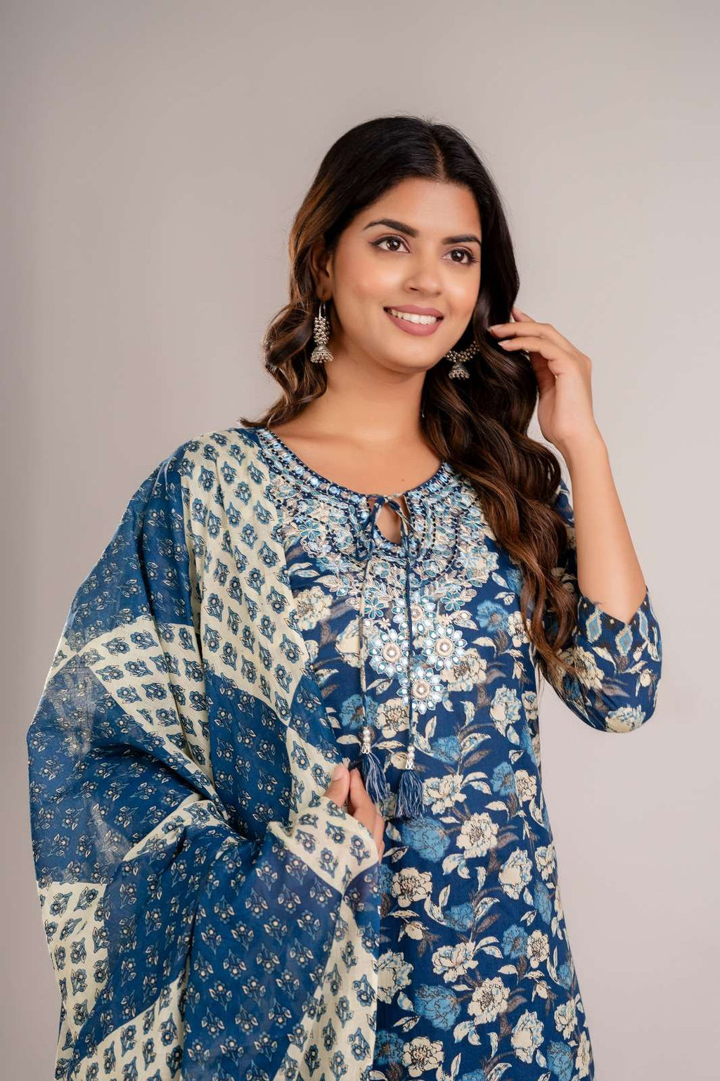 Daily Wear Cotton Kurti with Pocket Pant & Dupatta!