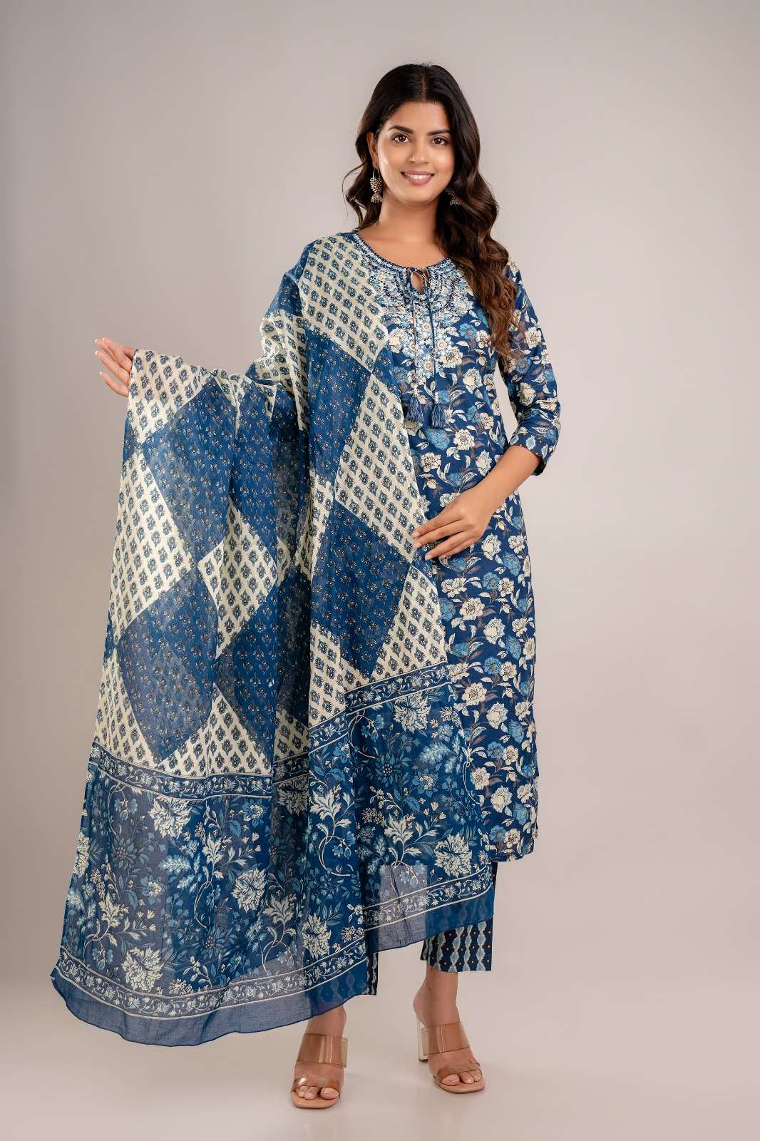 Daily Wear Cotton Kurti with Pocket Pant & Dupatta!