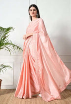 Peach Embroidered Bollywood Chiffon Saree - Subtle Elegance for Every Occasion