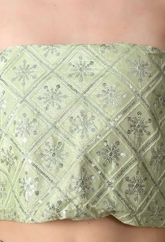 Light Green Embroidered Bollywood Chiffon Saree - Festive Glow in Every Drape