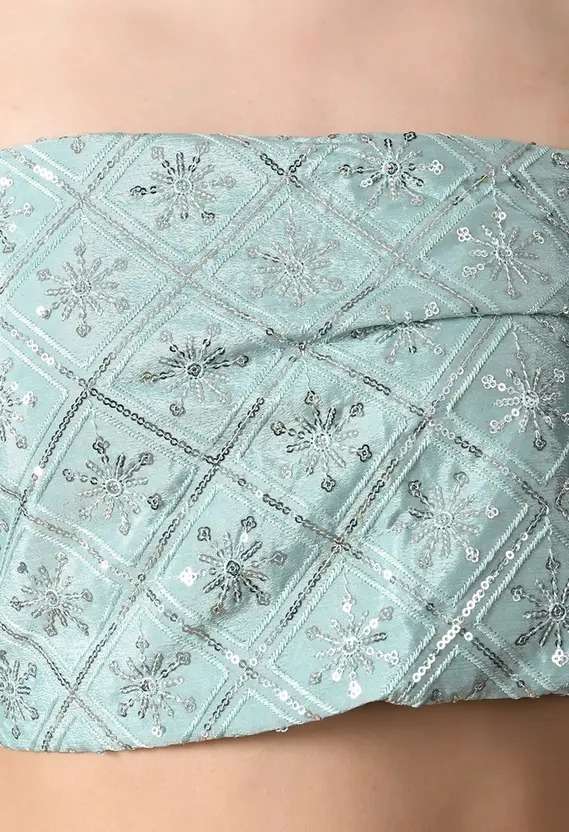 Bollywood Style Sky Blue Saree with Embroidery Work â€“ Grace Redefined