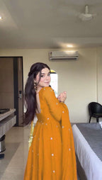 Designer Yellow Anarkali Suit â€“ Heavy Thread Embroidery & Sequence Work