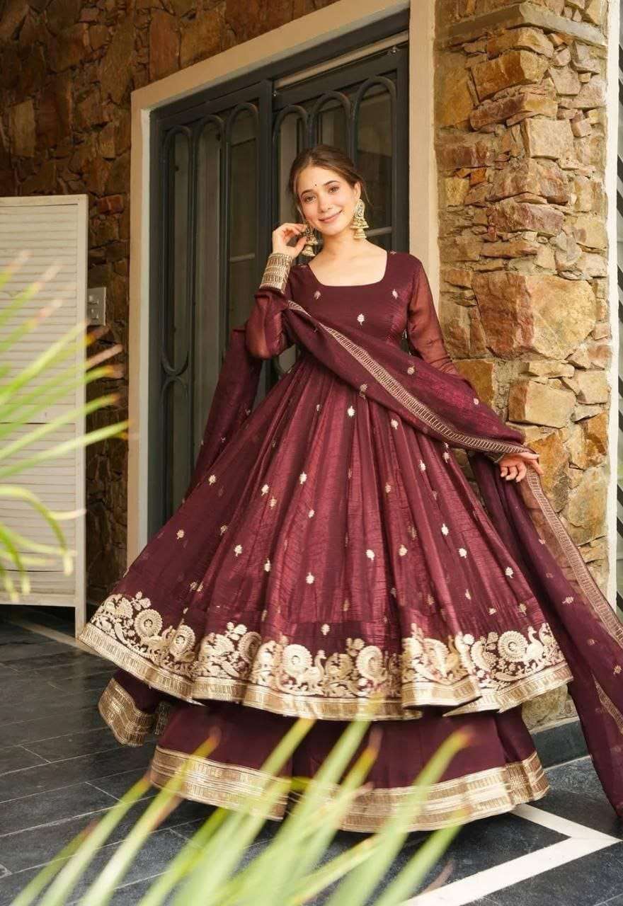 Royal Maroon Embroidered Sharara â€“ Gold Crazy Fabric, Sequin Detailing & Lace Dupatta