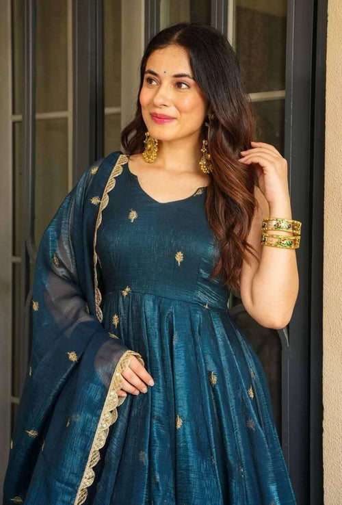 Blue Party Wear Sharara Suit â€“ Heavy Embroidery Sequin & Lace Detailing with Dupatta