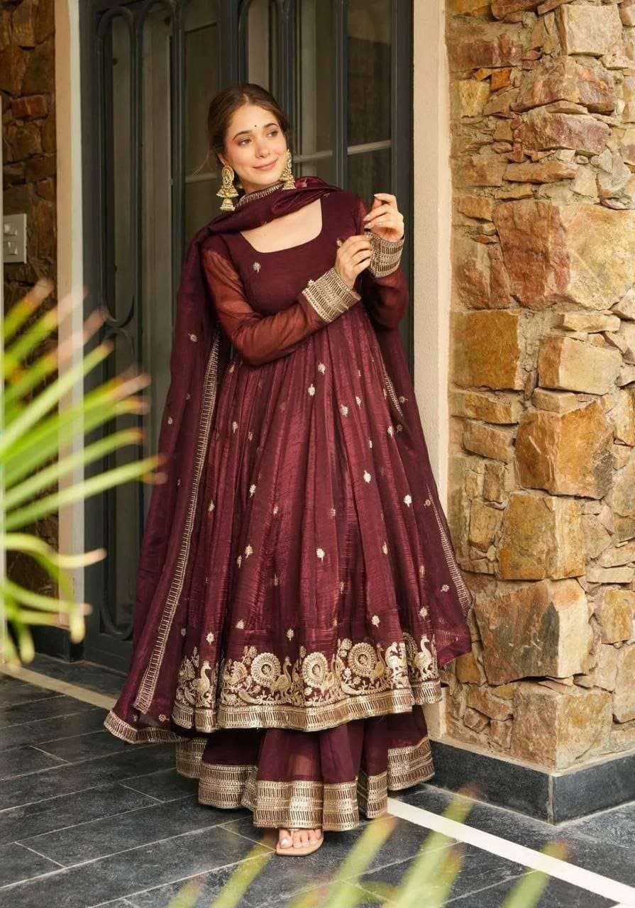 Royal Maroon Embroidered Sharara â€“ Gold Crazy Fabric, Sequin Detailing & Lace Dupatta