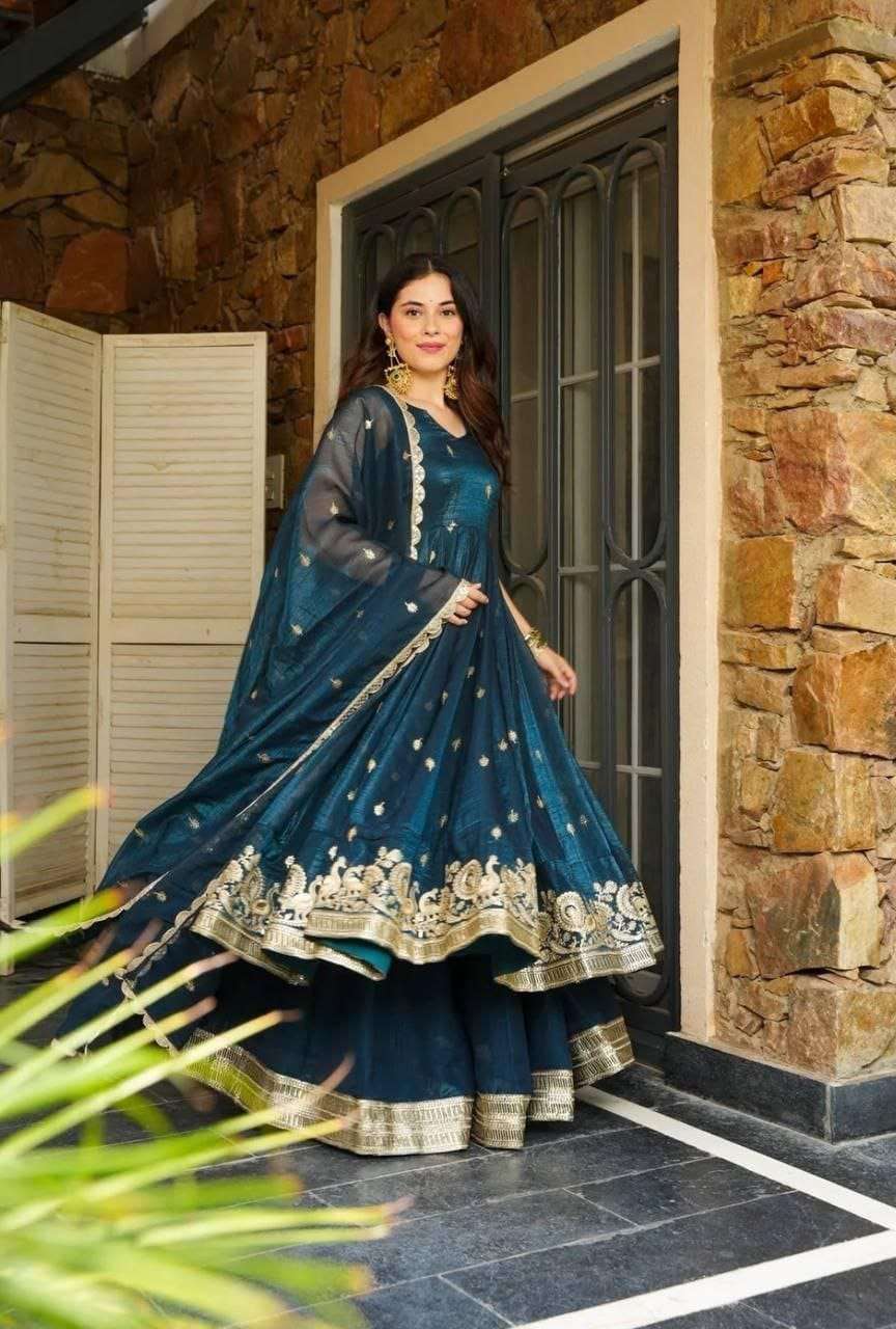 Blue Party Wear Sharara Suit â€“ Heavy Embroidery Sequin & Lace Detailing with Dupatta