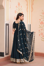 Rama Faux Blooming Gown – Zari Sequence Embroidery & Designer Lace Dupatta