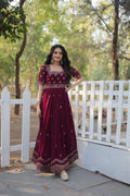 Designer Faux Blooming Gown with Zari & Sequins Work