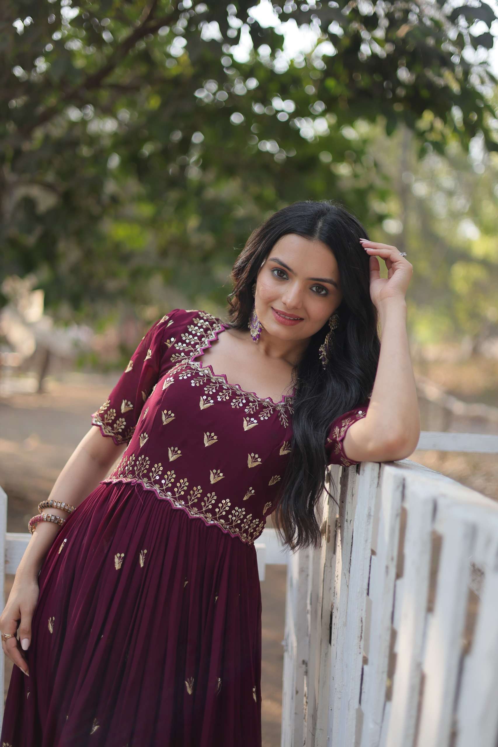 Designer Faux Blooming Gown with Zari & Sequins Work