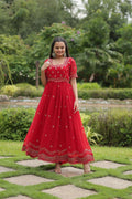 Elegant Faux Blooming Gown â€“ Zari & Sequence Embroidered Luxury