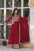 Graceful Faux Blooming Gown with Heavy Embroidery & Dupatta