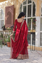 Graceful Faux Blooming Gown with Heavy Embroidery & Dupatta